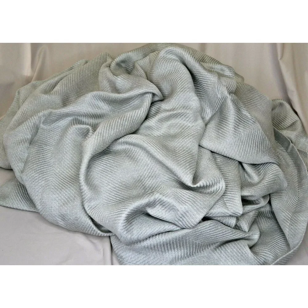 Restoration‎ Hardware Italian chevron curtain panel icy grey nickel 100 x 120